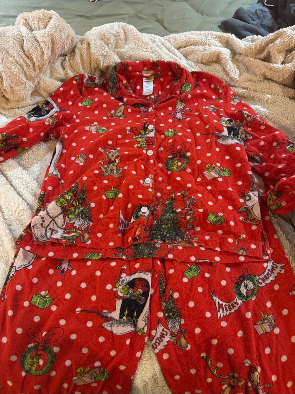 Pottery Barn Red Kids Holiday Pajama Set with Festive Print